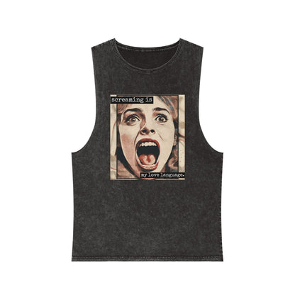 Screaming Is My Love Language Stonewash Graphic Tank