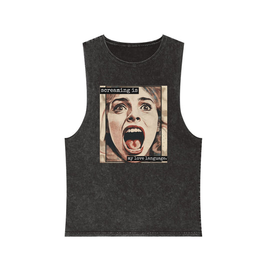 Screaming Is My Love Language Stonewash Graphic Tank