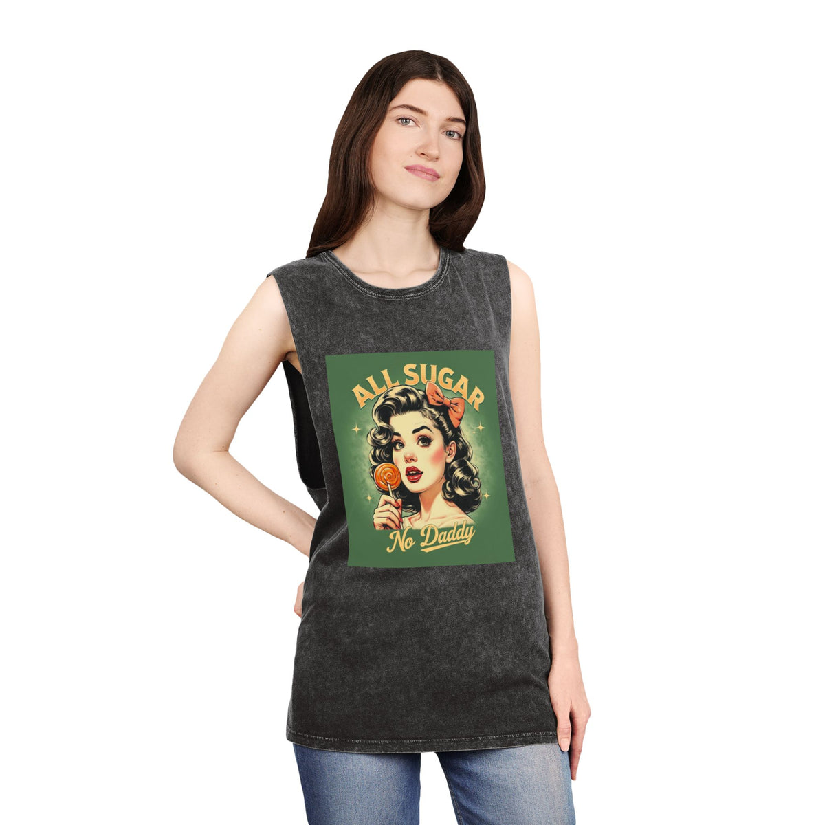 All Sugar No Daddy  Stonewash Graphic Tank