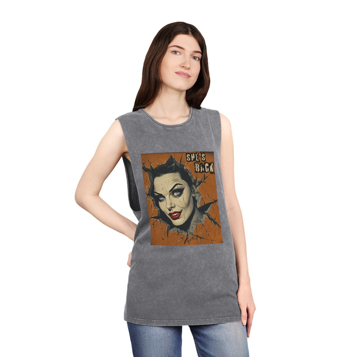She's Back Stonewash Graphic Tank