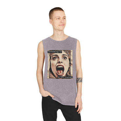 Screaming Is My Love Language Stonewash Graphic Tank