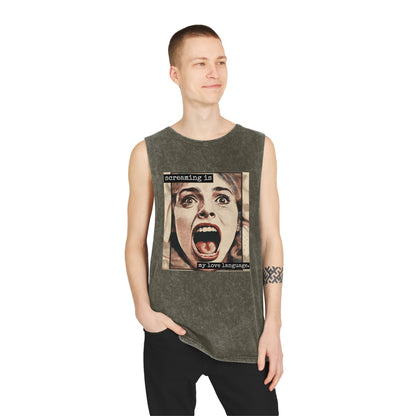 Screaming Is My Love Language Stonewash Graphic Tank