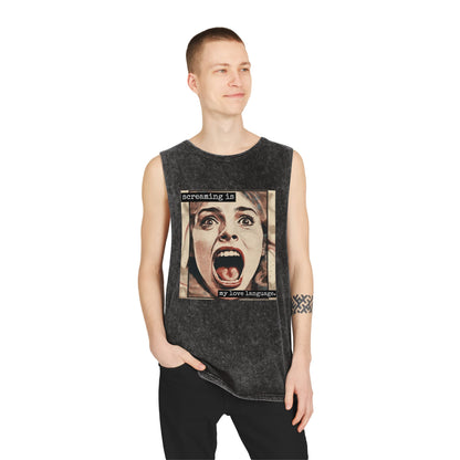 Screaming Is My Love Language Stonewash Graphic Tank
