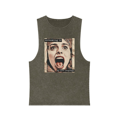 Screaming Is My Love Language Stonewash Graphic Tank