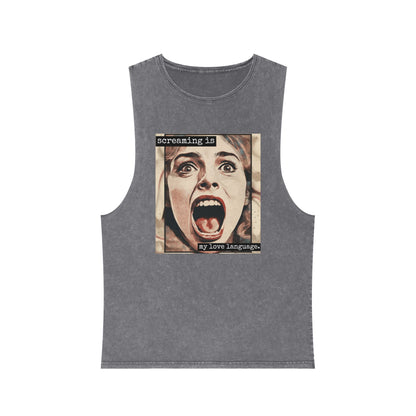 Screaming Is My Love Language Stonewash Graphic Tank