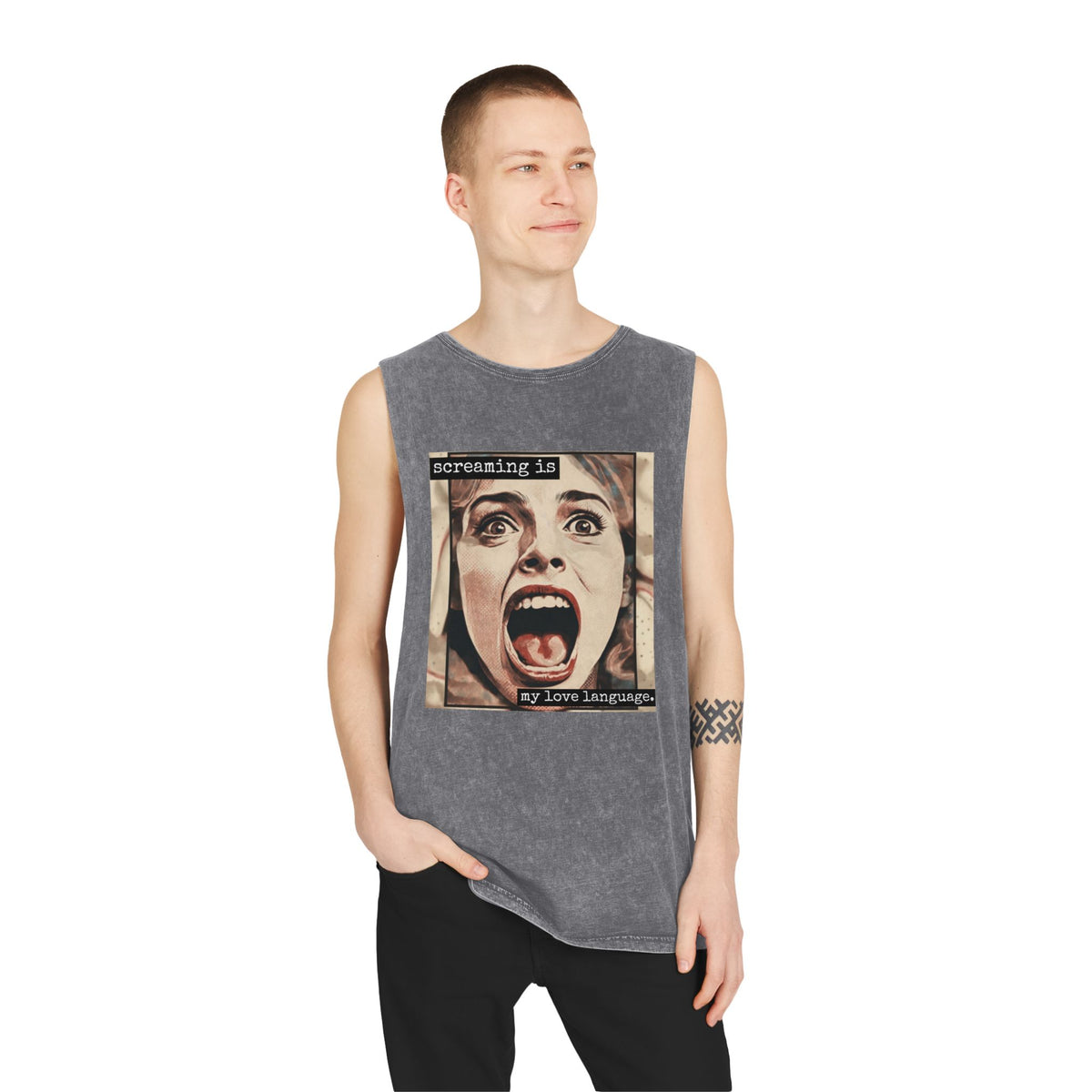 Screaming Is My Love Language Stonewash Graphic Tank