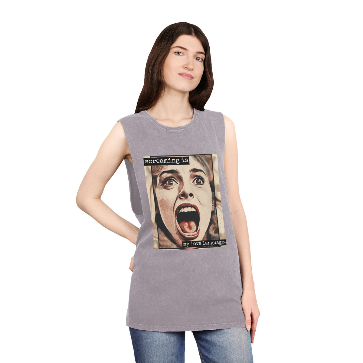 Screaming Is My Love Language Stonewash Graphic Tank